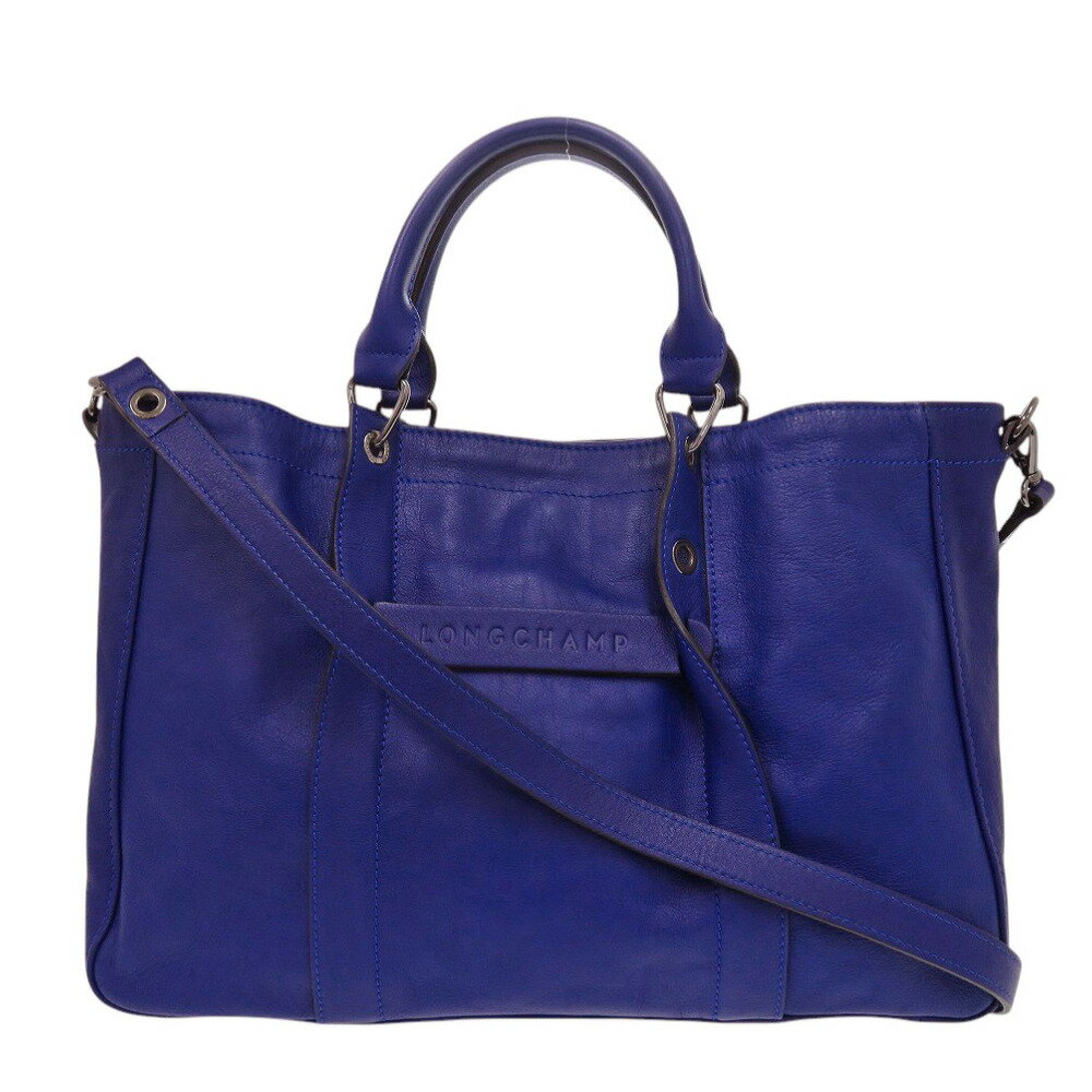 美品 ロンシャン 3D レザー ブルー 2way ハンドバッグ 青 0784【中古】Longchamp(4)