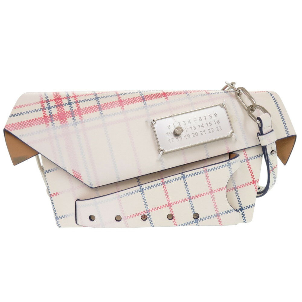 美品 メゾン マルジェラ スナッチトスモール シルバーチェーン カーフレザー ホワイト ショルダーバッグ AE5E【中古】Maison Margiela