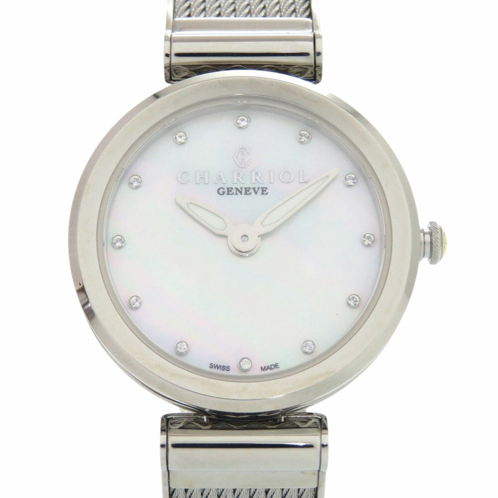 未使用 シャリオール FOREVER WATCH FE32.101.000 SS ホワイトシェル 白文字盤 クオーツ 腕時計 1439【中古】CHARRIOL