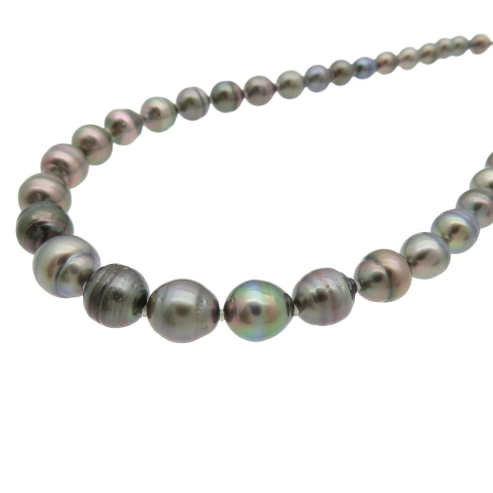 樂天商城 - 美品 8mm-13mm タヒチ バロックパール ピーコック ネックレス ネックレス パール ブラック 黒 0069【中古】真珠