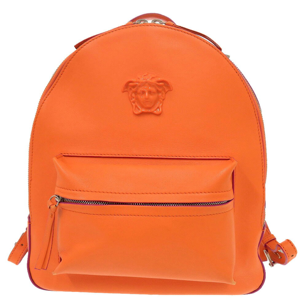 乐天商城 - 美品 ジャンニ ヴェルサーチ メデューサ レザー オレンジ リュック デイパック 0719【中古】Gianni Versace