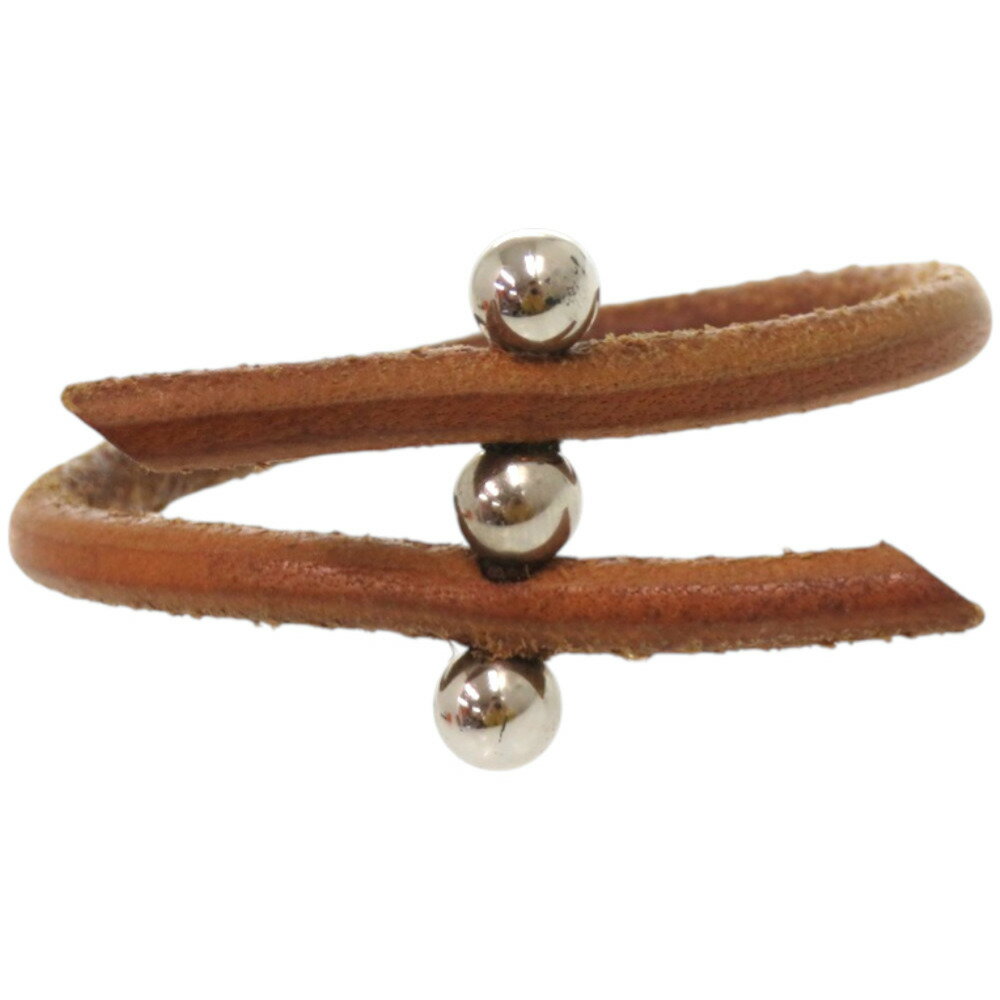 美品 エルメス ルーレットヒル レザー メタル ブラウン 茶 ブレスレット 1796【中古】HERMES...