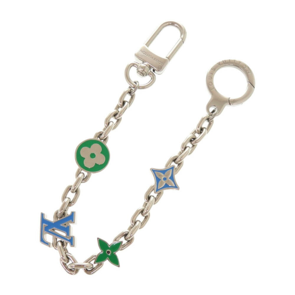 乐天商城 - 美品 ルイ ヴィトン チェーンベルト モノグラムフラワー M02554 メタル シルバー バッグチャーム キーホルダー LV 1468【中古】LOUIS VUITTON