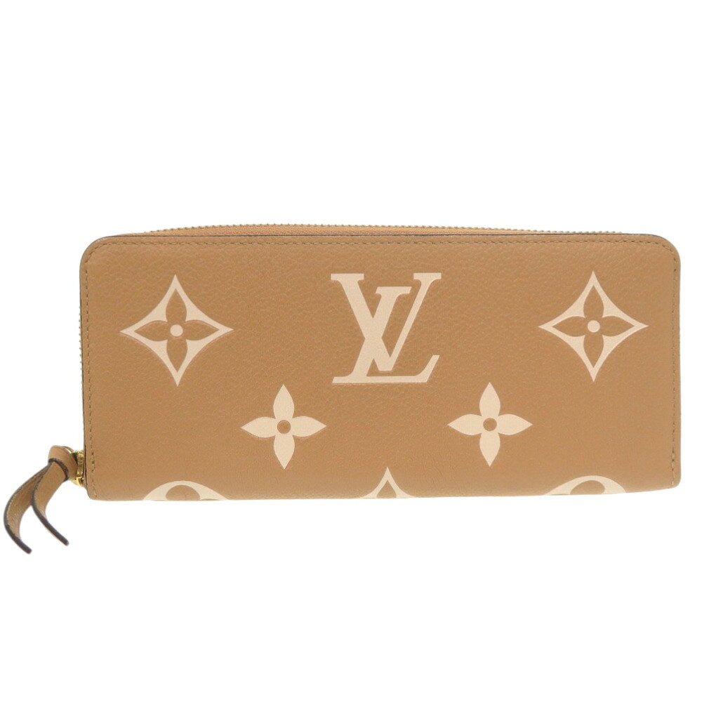 乐天商城 - ルイ ヴィトン ポルトフォイユ クレマンス モノグラムアンプラント ベージュ 長財布 LV 0007【中古】LOUIS VUITTON