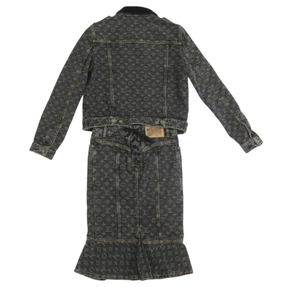 美品 ルイ ヴィトン モノグラム デニム コットン ブラック セットアップ ジャケット スカート LV 0887【中古】LOUIS VUITTON life-time-10127192 LIFE TIME楽天市場店 サンプル画像2