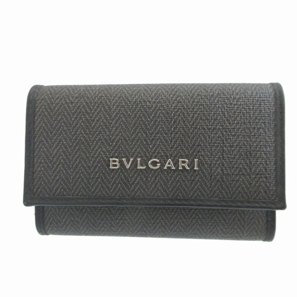 美品 ブルガリ ウィークエンド コーティングキャンバス グレー ブラック 黒 6連 キーケース 0078【中古】BVLGARI