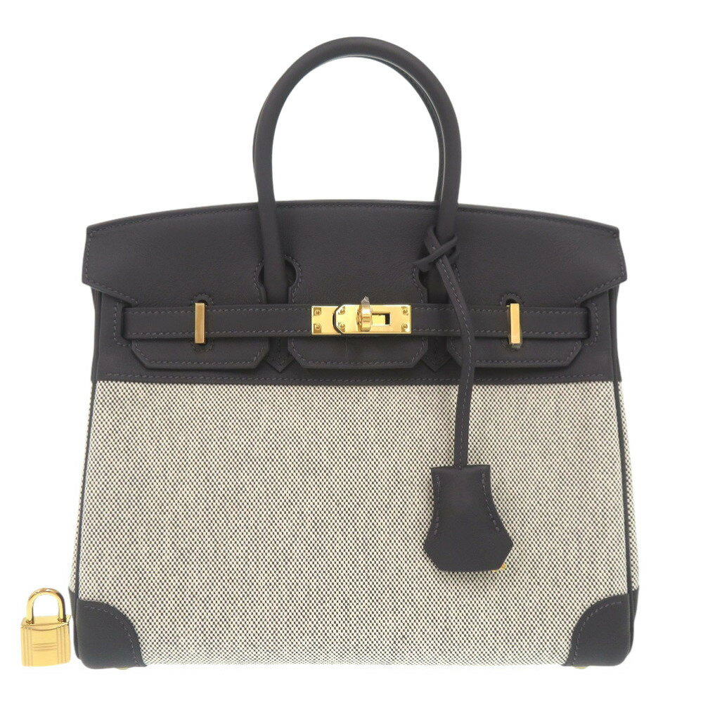 乐天商城 - 未使用 エルメス バーキン25 トワルアッシュ ヴォースイフト アルドワーズ ゴールド金具 K刻印(2025年製) ハンドバッグ 1300 【中古】 HERMES