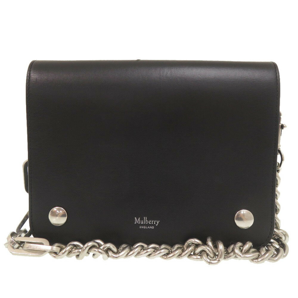 Mulberry ブラック カーフレザー チェーン ハンドバッグ Mulberry | スモール アイリス | ブラック ヘビーグレインレザー