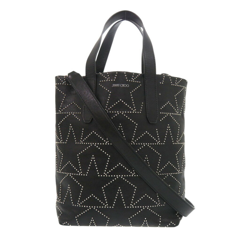 乐天商城 - ジミーチュウ ソフィア スタースタッズ レザー ブラック 2way トートバッグ 黒 0441【中古】JIMMY CHOO