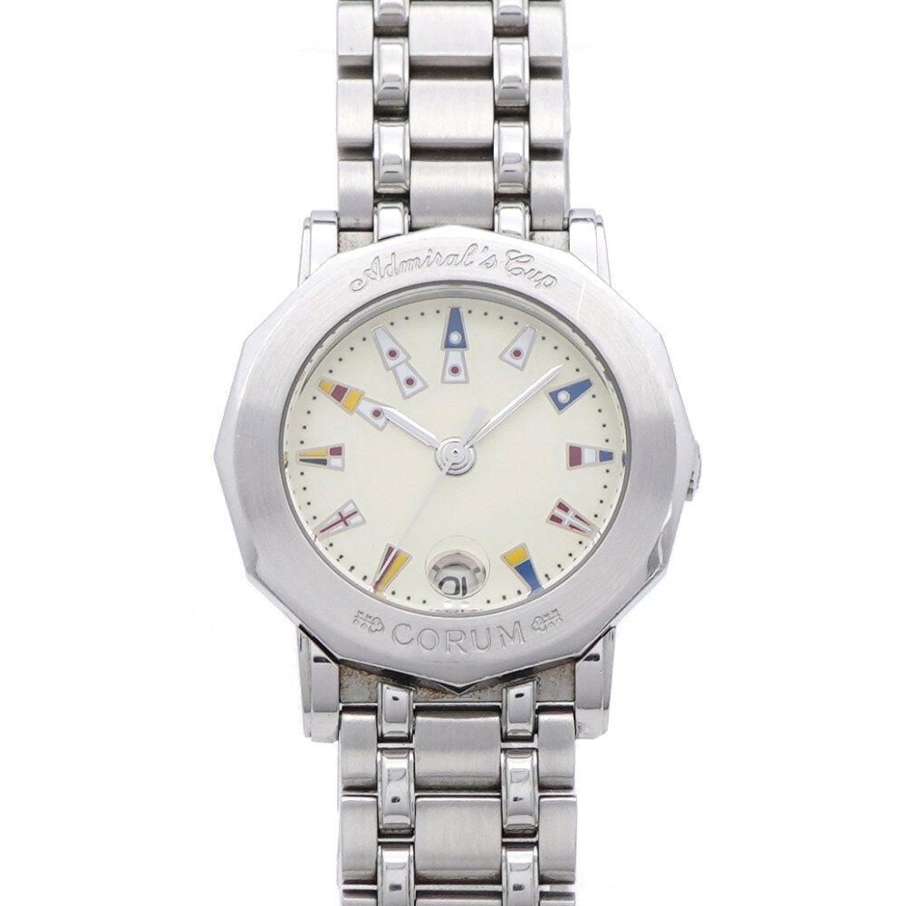 コルム アドミラルズカップ 39.130.20 V585 クオーツ 腕時計 SS アイボリー 1473【中古】CORUM レディース