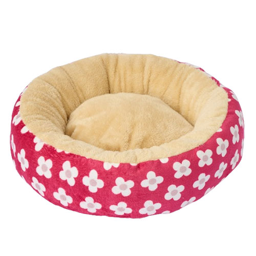 【同梱不可】ボンビアルコン もこもこラウンドベッドMフラワーレッド