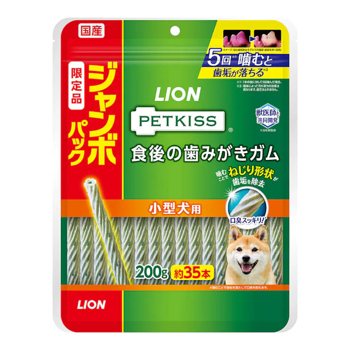 乐天商城 - 【同梱不可】ライオンペット PETKISS　食後の歯みがきガム小型犬用ジャンボパック200g（約35本）
