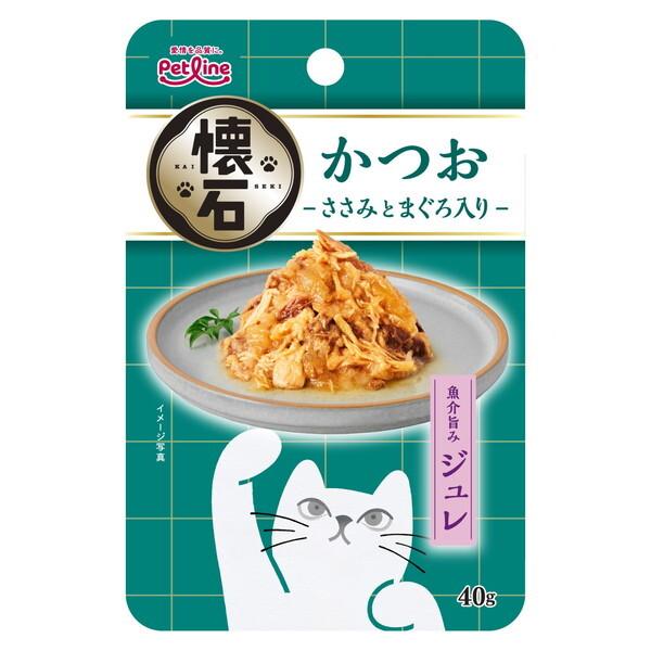 【同梱不可】【72個セット】ペットライン 懐石レトルト　ジュレ　かつお‐ささみとまぐろ入り‐40g