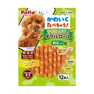 【同梱不可】【15個セット】ペティオ かわいくたべちゃう！ササミとタラのダブルロール野菜入り12本
