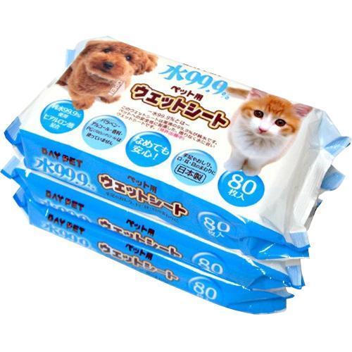 【同梱不可】【8個セット】 レック 水99.9％ペット用ウェットシート80枚×3