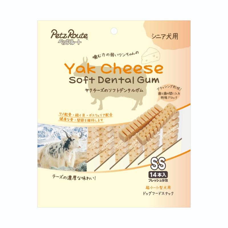 【同梱不可】【12個セット】ペッツルート ヤクチーズのソフトデンタルガムSS　シニア犬用14本