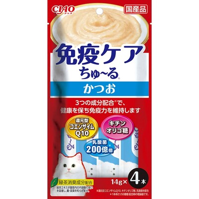 【同梱不可】【36個セット】いなばペットフード CIAO　免疫ケアちゅーる　かつお14g×4P