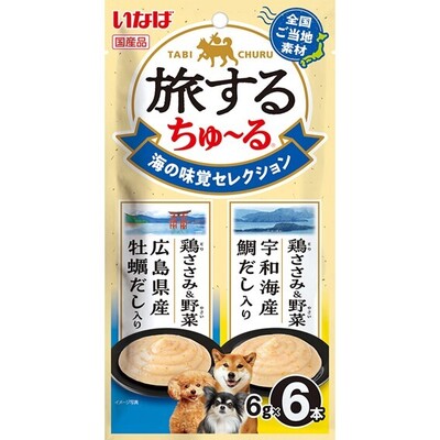 乐天商城 - 【同梱不可】【6個セット】いなばペットフード 旅するちゅーる　海の味覚セレクション6g×6P