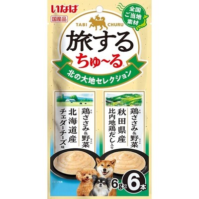 【同梱不可】【12個セット】いなばペットフード 旅するちゅーる　北の大地セレクション6g×6P