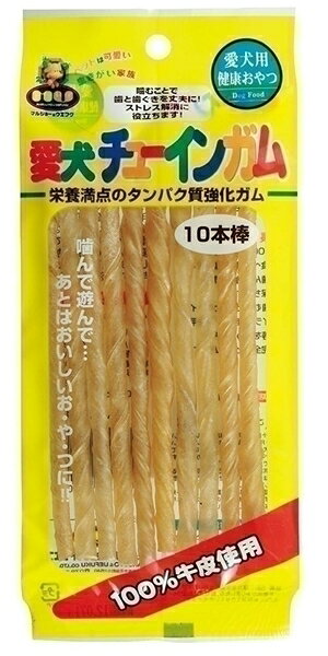【注意事項】 ・メーカーの都合等により、パッケージ及び内容量、生産地、などが変更される場合がございます。ご了承ください。 ・当店では地球環境への配慮およびお手頃価格での商品の提供のため、簡易的な梱包とさせていただいております。 ・箱潰れなど、製品をご利用いただくのに問題がない場合の返品・交換対応はお受けできません ※期限のある商品について ・賞味期限や消費期限がある商品については、すべて期限まで2ヶ月以上のものを取り扱っております。個別のお問い合わせはご遠慮いただきますようお願い申し上げます。 ・期限が迫った商品は、別途アウトレット商品として販売させていただいております。 商品説明■　商品詳細 ・噛むことにより歯と歯ぐきを丈夫にします。 ・噛めば噛むほど愛犬のストレスを解消します。 ・100％牛皮使用の栄養満点の高タンパク質強化ガム。 ・高消化率。 4970628210081■　原産国 中国 ■　メーカーマルジョー＆ウエフク■　広告文責 ライフジェネレーション株式会社 TEL:06-6809-2484　
