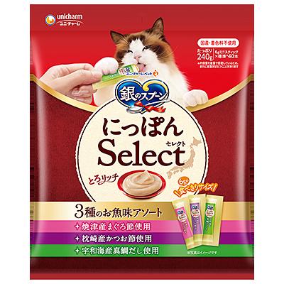 【同梱不可】【14個セット】 ユニ・チャーム 銀のスプーン三ツ星グルメおやつとろリッチ3種のお魚味アソート　まぐろ節＆かつお節240g