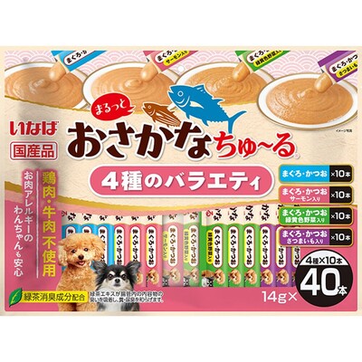 【同梱不可】【8個セット】いなばペットフード まるっとおさかなちゅーる 4種のバラエティ14g×40P