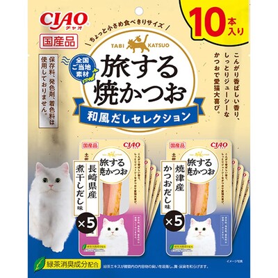乐天商城 - 【同梱不可】【2個セット】いなばペットフード CIAO　旅する焼かつお　和風だしセレクション10本