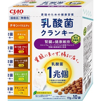 【同梱不可】いなばペットフード CIAO　乳酸菌クランキー　BOX腎臓の健康維持　チキンバラエティ17g×10P