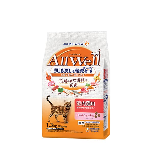 樂天商城 - ユニチャームペット 【同梱不可】【2個セット】ユニ・チャームペット AllWell10種の自然素材室内猫用サーモン＆ツナ味 1．3kg