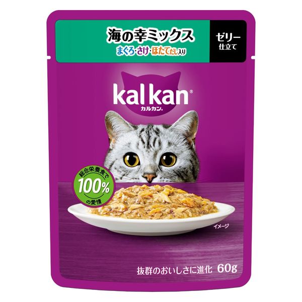 Rakuten - 【同梱不可】【12個セット】マースジャパン カルカンパウチ　海の幸ミックス　まぐろ・さけ・ほたてだし入り 60g