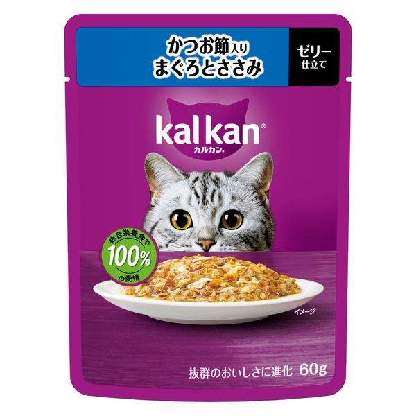 【同梱不可】【24個セット】マースジャパン カルカンパウチ　かつお節入りまぐろとささみ 60g