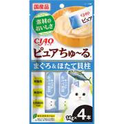 【同梱不可】【24個セット】CIAO　ピュアちゅーる　まぐろ＆ほたて貝柱 14g×4P