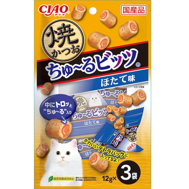 【同梱不可】【6個セット】いなば CIAO 焼かつおちゅーるビッツ ほたて味 12g×3袋