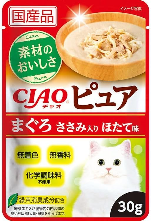 樂天商城 - いなば 【同梱不可】【96個セット】いなば CIAOピュアパウチ　まぐろささみ入りほたて味 30g