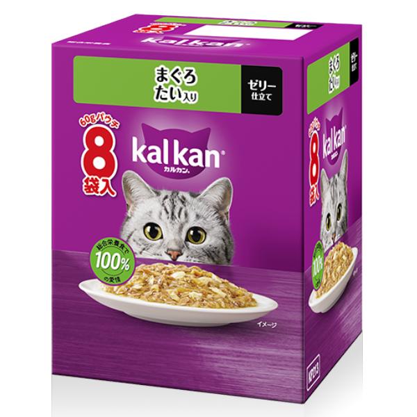 【同梱不可】【3個セット】マースジャパン カルカンパウチ　まぐろ　たい入り 60g×8