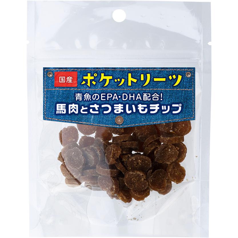 【同梱不可】 貝沼産業 ポケットリーツ 馬肉とさつまいもチップ 25g