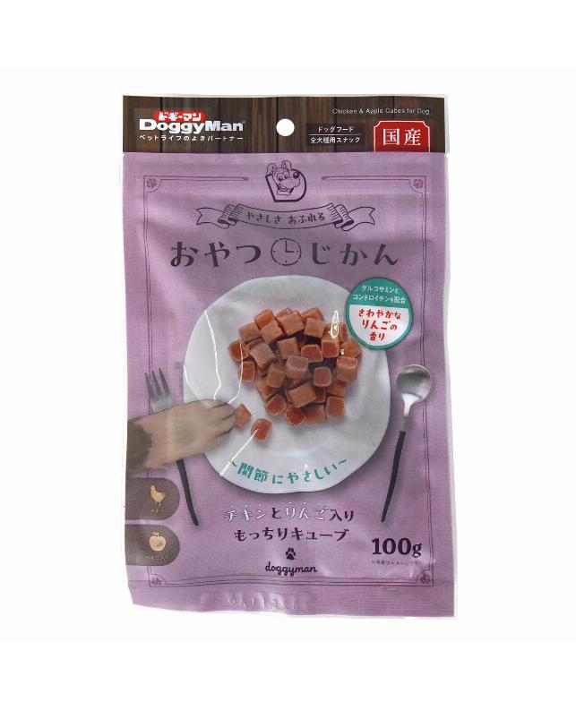 ドギーマンハヤシ 【同梱不可】ドギーマンハヤシ チキンとりんご入りもっちりキューブ 100g