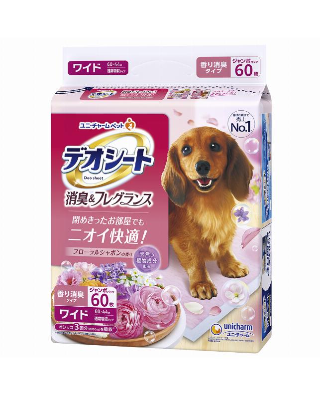 ユニチャームペット 【同梱不可】【3個セット】デオシート消臭＆フレグランスフローラルシャボンの香りワイド 60枚