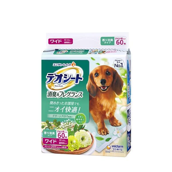 ユニチャームペット 【同梱不可】【4個セット】デオシート消臭＆フレグランスグリーンアロマの香りワイド 60枚