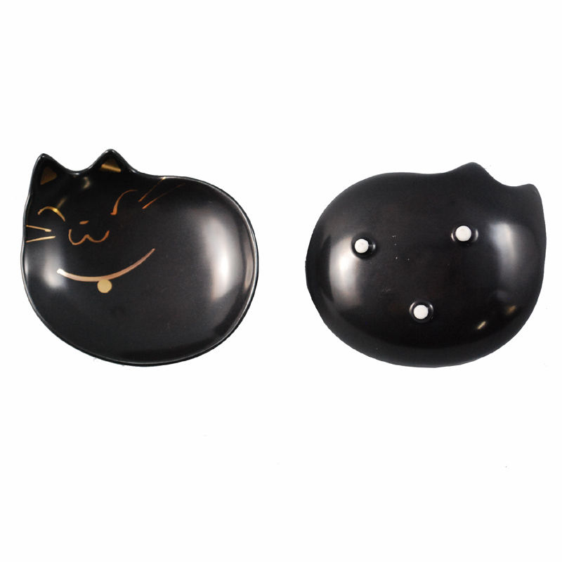 貝沼産業 【同梱不可】猫の耳おやつ用小皿 黒