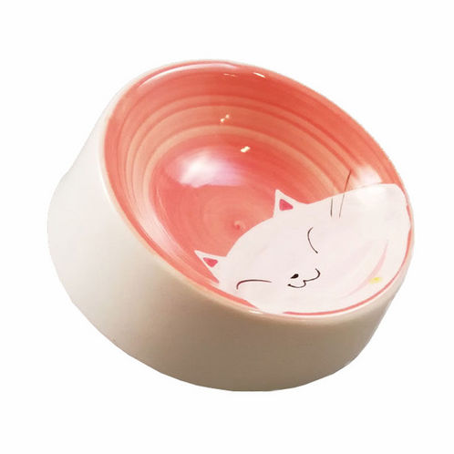 貝沼産業 【同梱不可】【3個セット】瀬戸焼猫用食器　猫の耳Mタイプ 赤