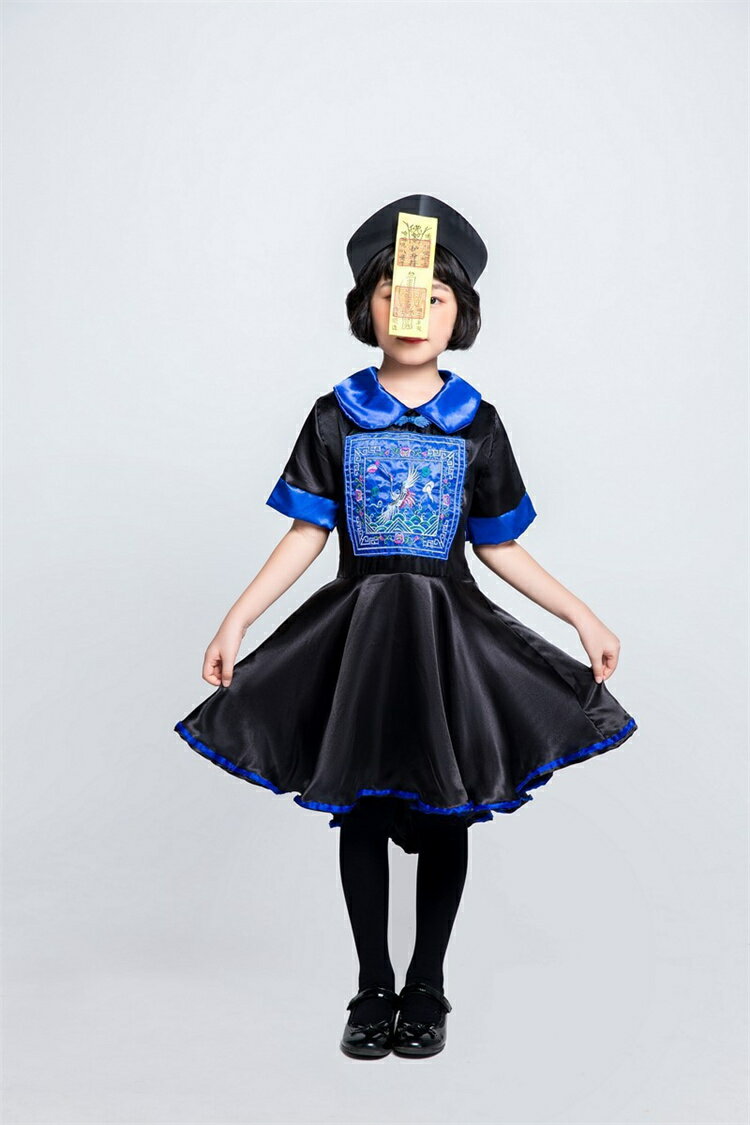 ハロウィン キョンシー 子供　女の子 仮装 コスプレ キッズ ワンピース 人気 お札 お化け 帽子 面白い チャイナ風 イベント用 プレゼント ハロウィン 衣装