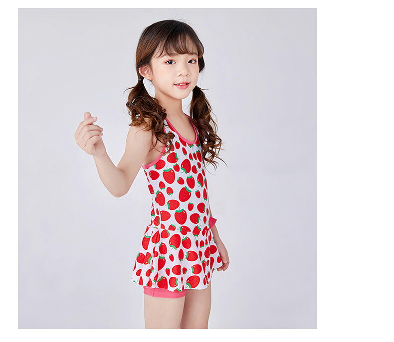 キッズ 水着 ワンピース水着 ワンピース 水着 スイムウェア 人 女の子水着 苺柄 可...