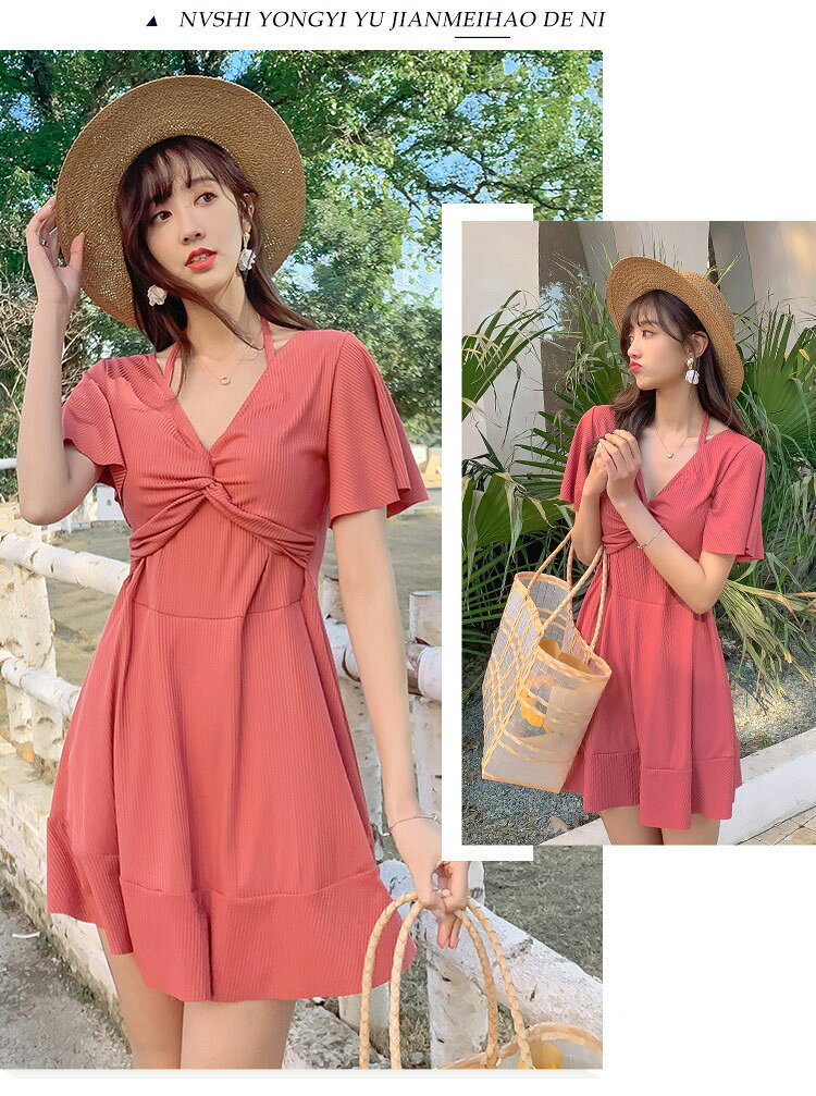 水着 ワンピース レディース 体型カバー ママ水着 タンキニ 水着 無地 半袖 ビキニ...