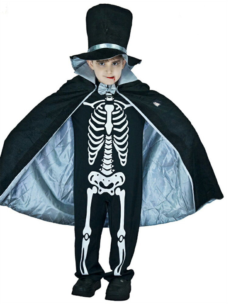 キッズ ハロウィン 衣装 悪魔 コスプレ 吸血鬼 ヴァンパイア 帽子付き 髑髏 コスプレ ハロウィン衣装 男の子 女の子 子供用 どくろ 仮装 ハロウィン仮装 着ぐるみ コスチューム ハロウィーン 衣装 文化祭 部活 パーティー