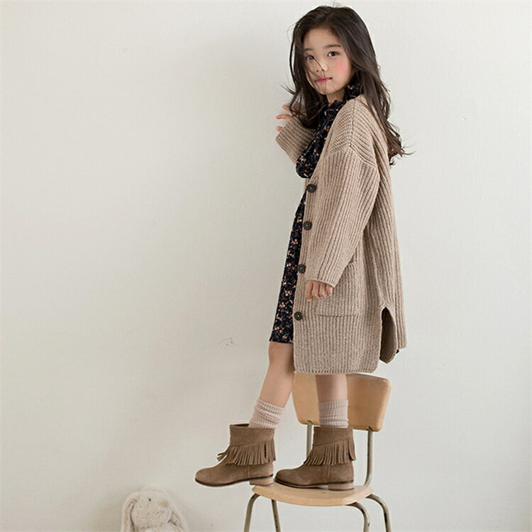 ロング カーディガン 女の子 キッズ ロング丈 ニット アウター 女の子 秋冬 子供服...