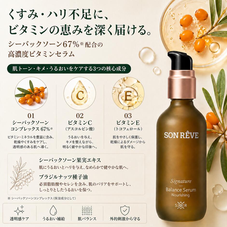 SONREVE ソンレブ シグネチャー バランス セラム ナリッシング 50ml 美容液 美白 シワ改善 ナイアシンアミド 韓国コスメ 保湿 エッセンス くすみ シミ そばかす ハリ 透明感 ゆらぎ肌 スキンケア ソンレブ 集中ケア lifeactivation-10000157 LIFE ACTIVATION サンプル画像2