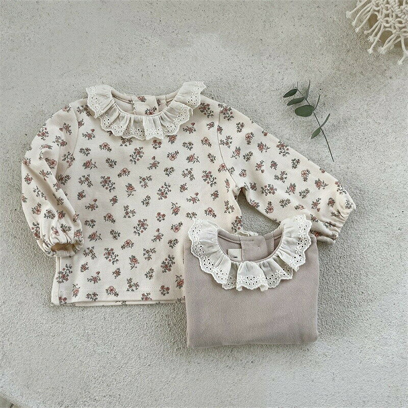 lifeactiveのベビー シャツ トップス 長袖 ブラウス 女の子 幼児 子ども服 可愛い キッズ 花柄 女児 フォーマル 通園 保育園 幼稚園 普段使い ベ 春秋 カジュアル｜アングル2