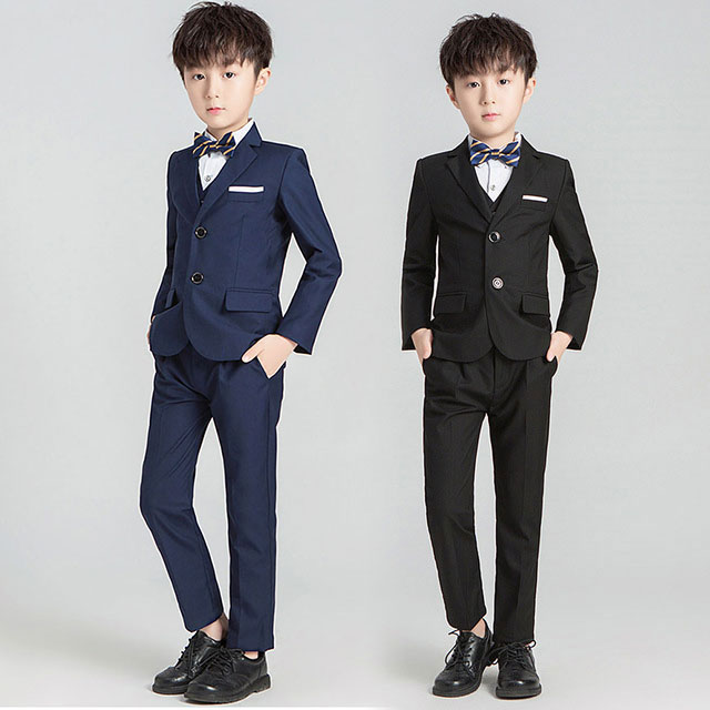 乐天商城 - キッズ スーツ 男の子 4点セット フォーマルスーツ セットアップ (ジャケット パンツ ベスト ネクタイ） 90 100 110 120 130 140 150 160 170 男 男子 フォーマル