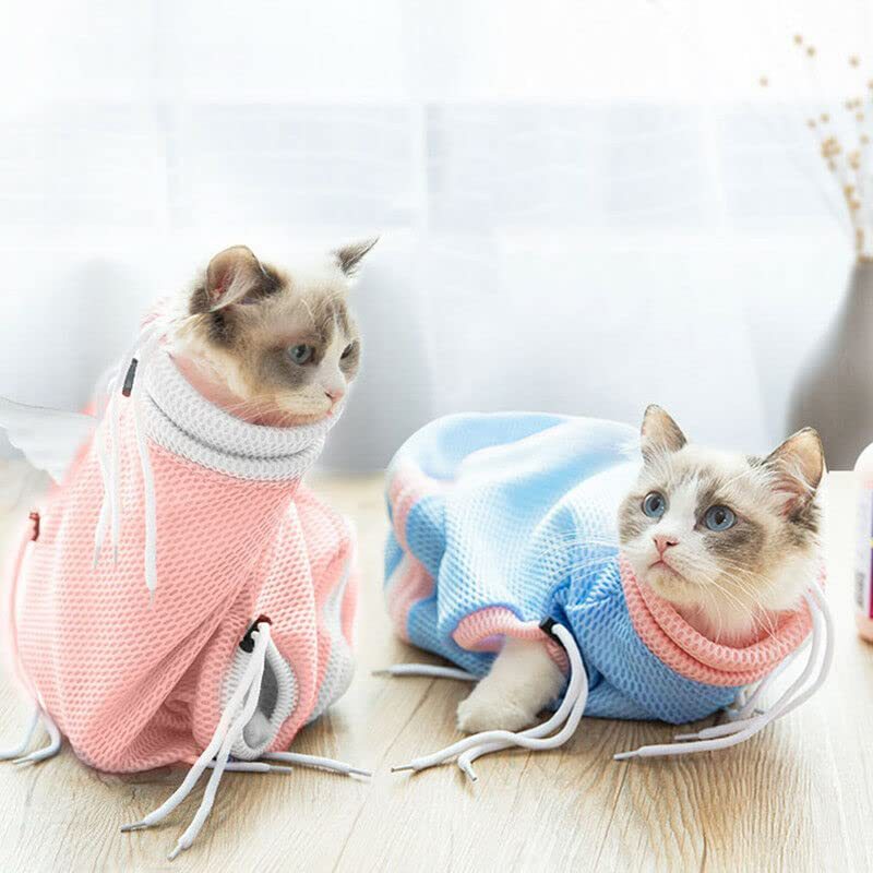猫用 みのむし袋 猫 お風呂ネット袋 ペット爪切り 保定袋 メッシュ通気 洗濯キャッ...